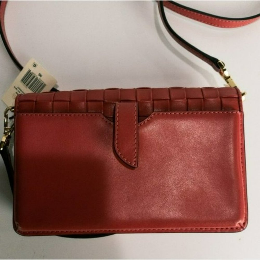 Michael Kors Jet Set Leather Woven Phone Crossbody - Picture 6 of 8
